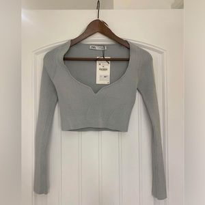 NEVER WORN Zara green ribbed crop top
